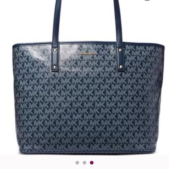 Michael Kors Dark Blue Signature Tote - Picture 1 of 4